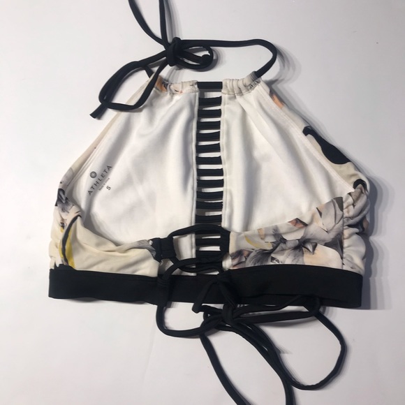 Athleta Polynesia High Neck Ladder Halter Bikini Top 778022 Black Size Small. - Picture 6 of 10